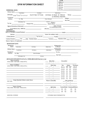 info sheet poea|personal info sheet.